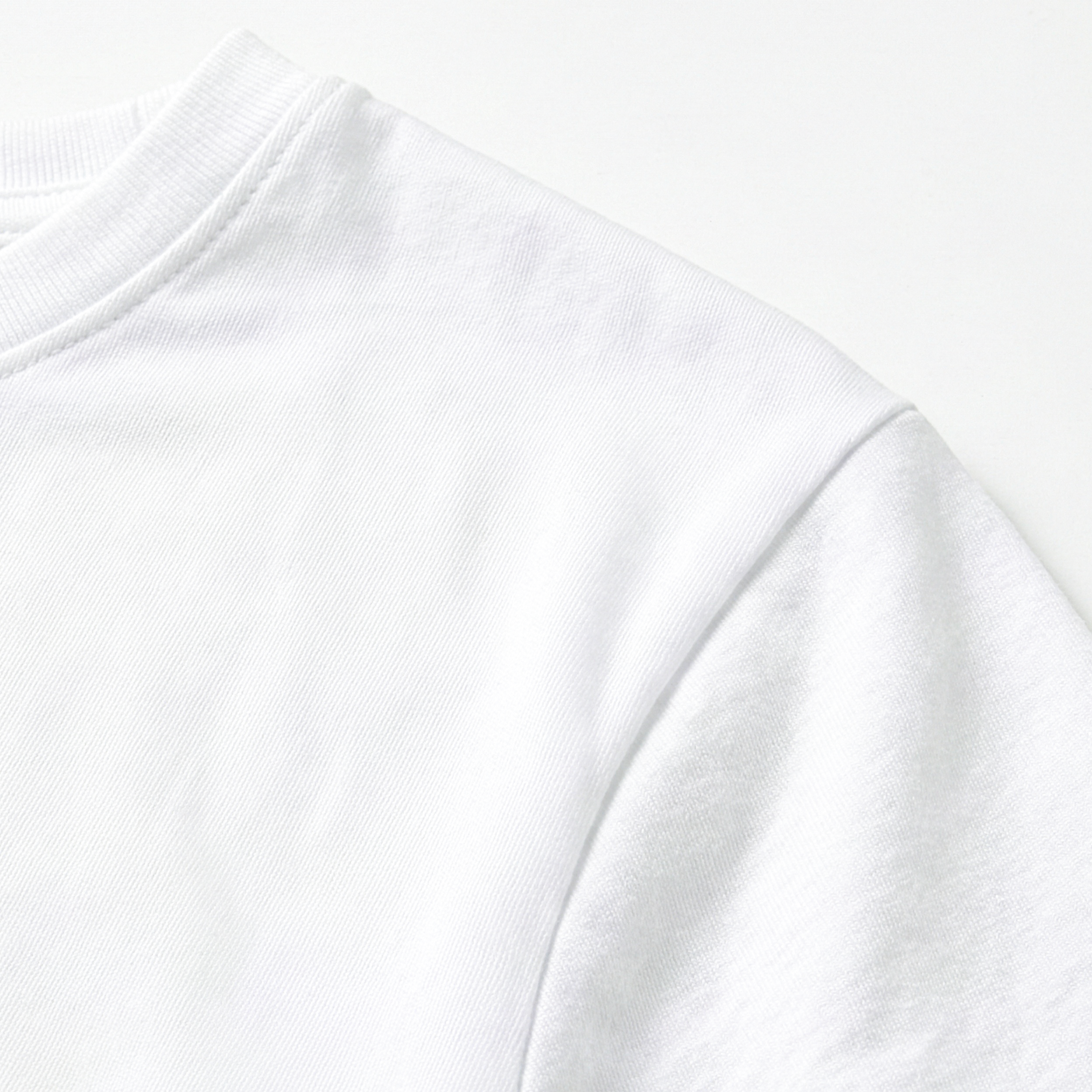 Close-up of a white shirt sleeve on a white background