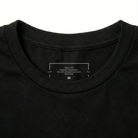 Black t-shirt collar with a label on a white background