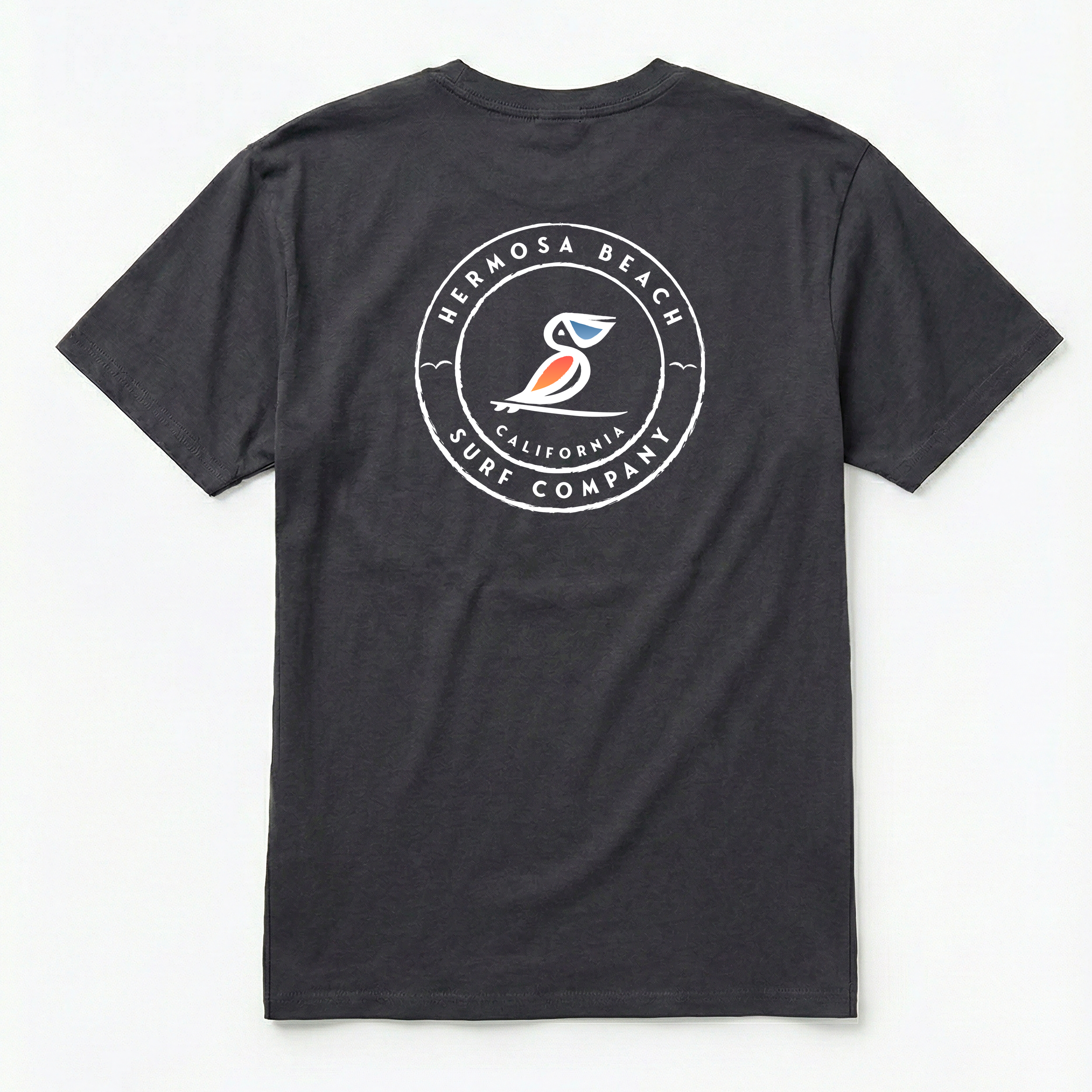 Vintage Black t-shirt with a logo on the back on a white background