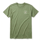 Olive Green t-shirt with a logo on a white background