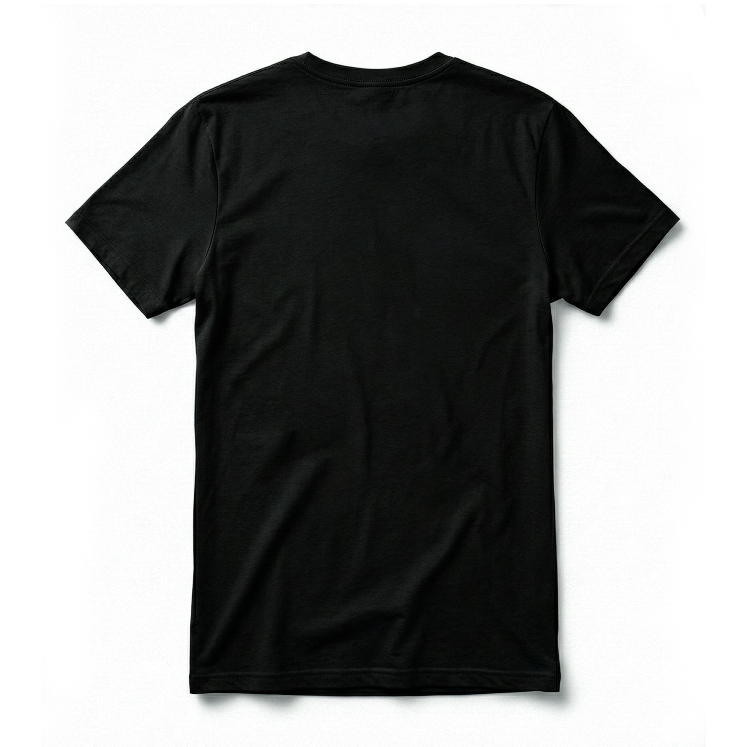 Black t-shirt on a white background