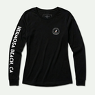 Black long-sleeve shirt with 'Hermosa Beach, CA' on sleeve and logo on chest against a white background
