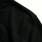 Close-up of a black jacket with a focus on the fabric texture.