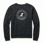 Grey sweatshirt with a logo on the back against a white background